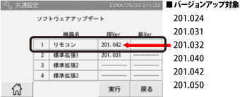 バージョンアップ確認方法